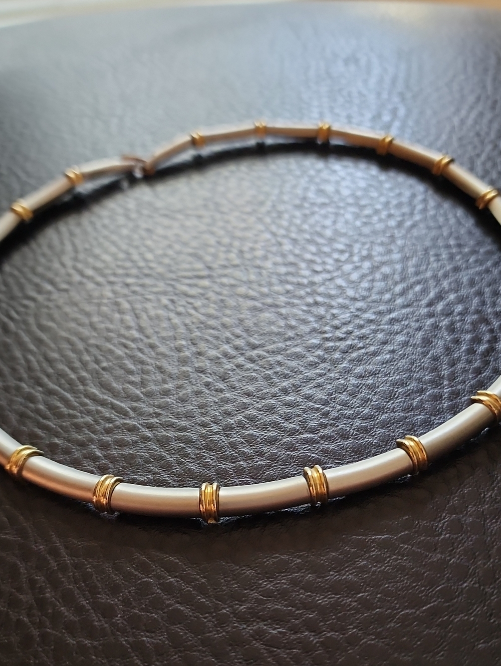 VTG Gold and Silver Tube Choker Necklace